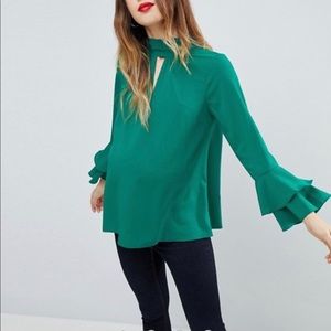 ASOS Maternity Cut Out Neck Flared Sleeve Blouse